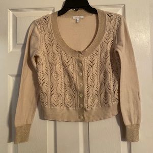 dELiA*s metallic gold cropped cardigan M